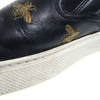 Gucci Bee Embroidery Leather Low Cut Sneakers Slip Ons Black — view 6