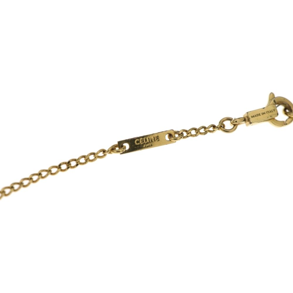 Celine Triomphe Rhinestone Necklace Pendant Chain Gold — view 5