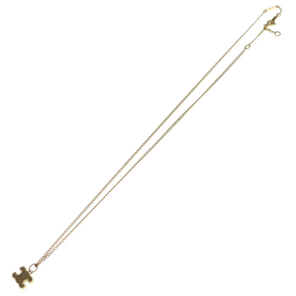 Celine Triomphe Rhinestone Necklace Pendant Chain Gold — view 2