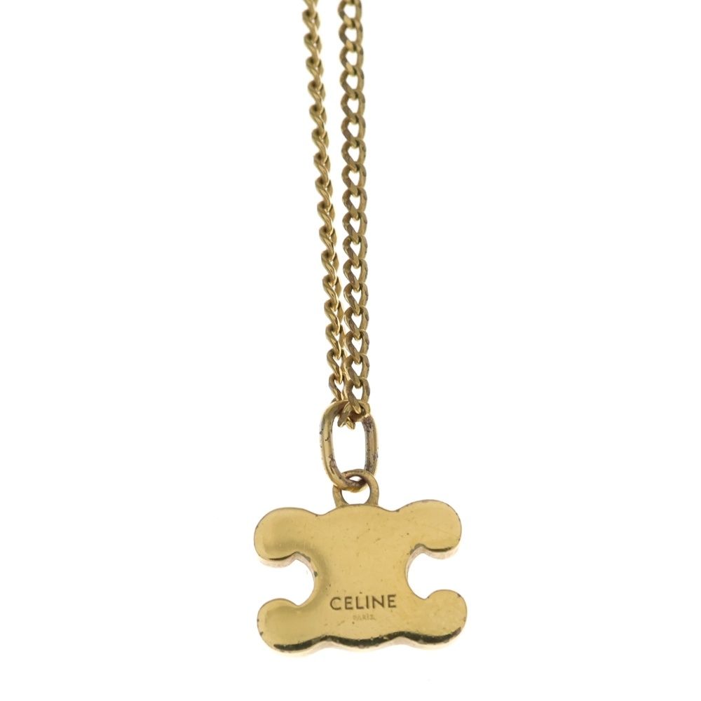 Celine Triomphe Rhinestone Necklace Pendant Chain Gold — view 3