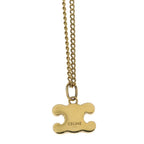 Celine Triomphe Rhinestone Necklace Pendant Chain Gold — view 3