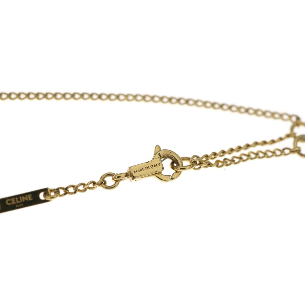 Celine Triomphe Rhinestone Necklace Pendant Chain Gold — view 6