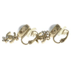Chanel CC Logo Pearl Flower Motif Earrings White Gold — view 4