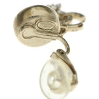 Chanel CC Logo Pearl Flower Motif Earrings White Gold — view 5