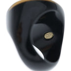 Chanel CC Logo Rhinestone Round Ring Black Pink — view 6