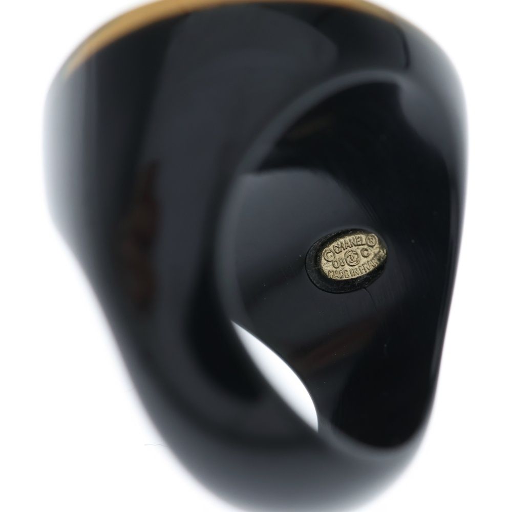 Chanel CC Logo Rhinestone Round Ring Black Pink — view 6
