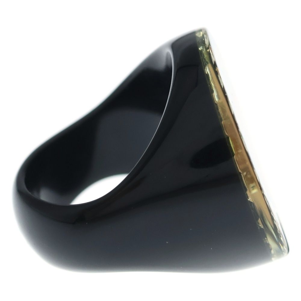 Chanel CC Logo Rhinestone Round Ring Black Pink — view 4