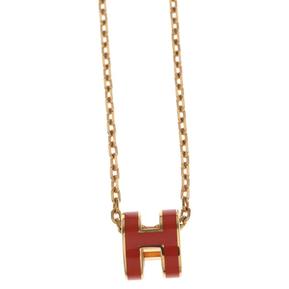 Hermes Pop Necklace Pendant Chain Pink Gold Light Red — view 3