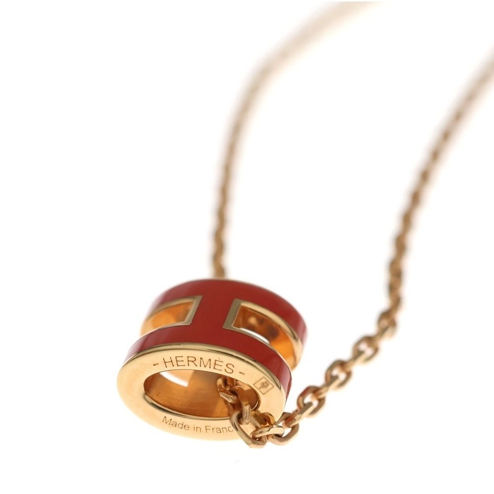 Hermes Pop Necklace Pendant Chain Pink Gold Light Red — view 5
