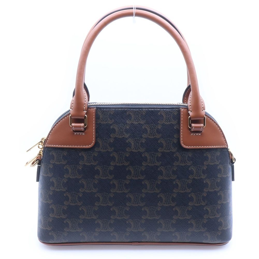 Celine Triomphe Small Bowling 2-Way Shoulder Bag Brown Leather Gold — view 2