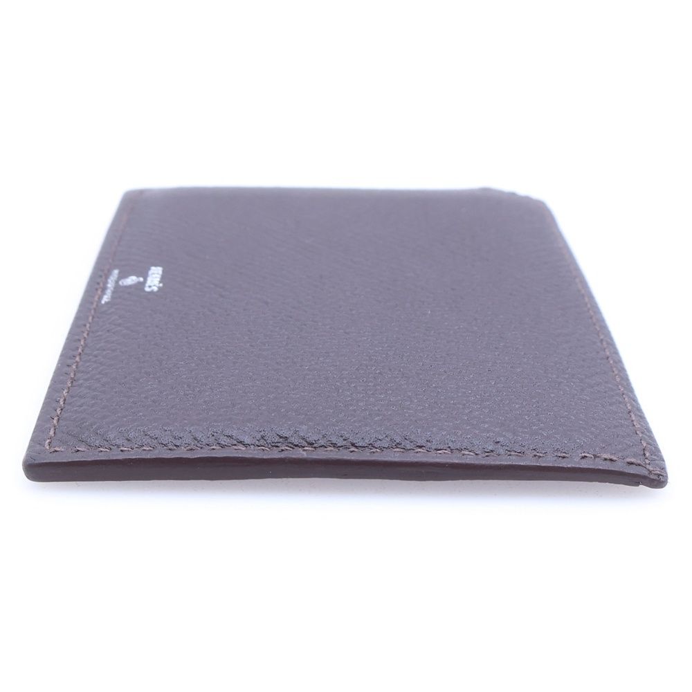Hermes Petit Ash Natural History Leather Card Case Fixed Era Brown — view 3
