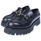 Gucci GG Embossed Horsebit Leather Loafers Black — view 2