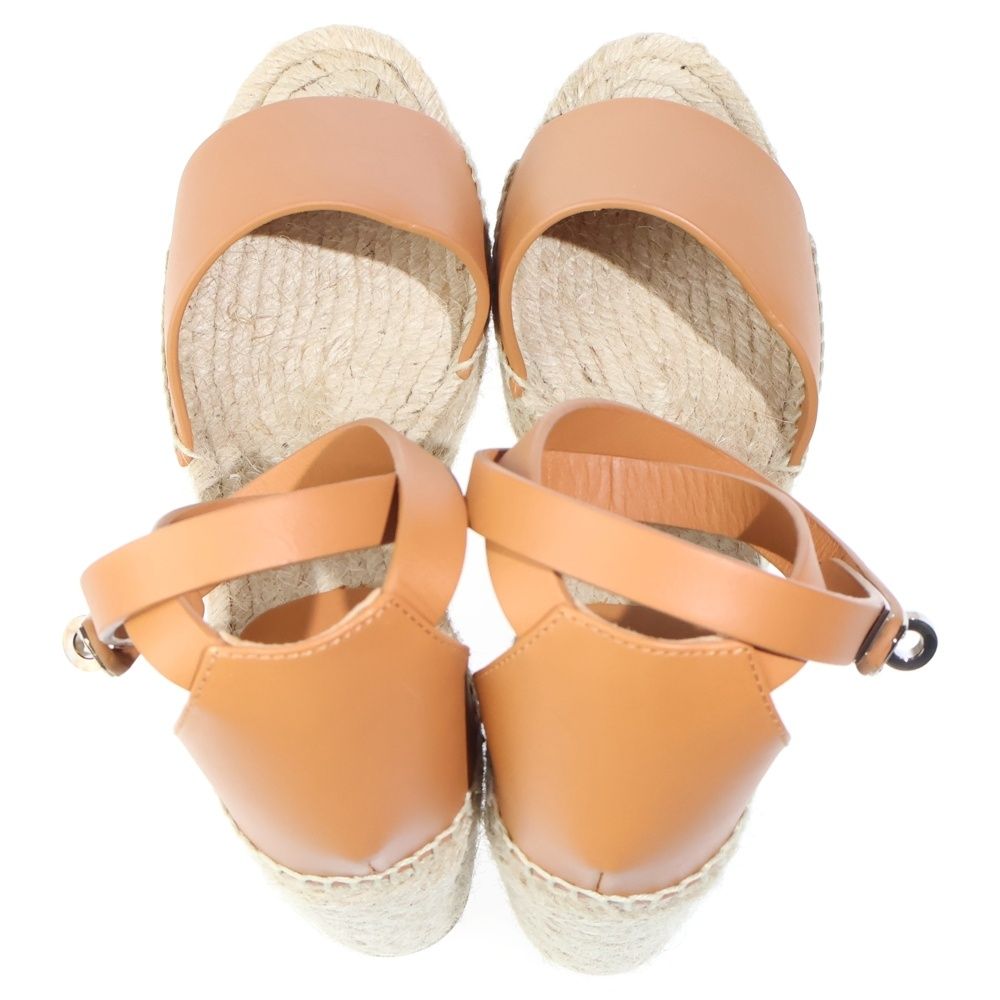 Hermes Tipoli Espadrilles Kelly Buckle Ankle Strap Leather Platform Sandals Brown Beige — view 4
