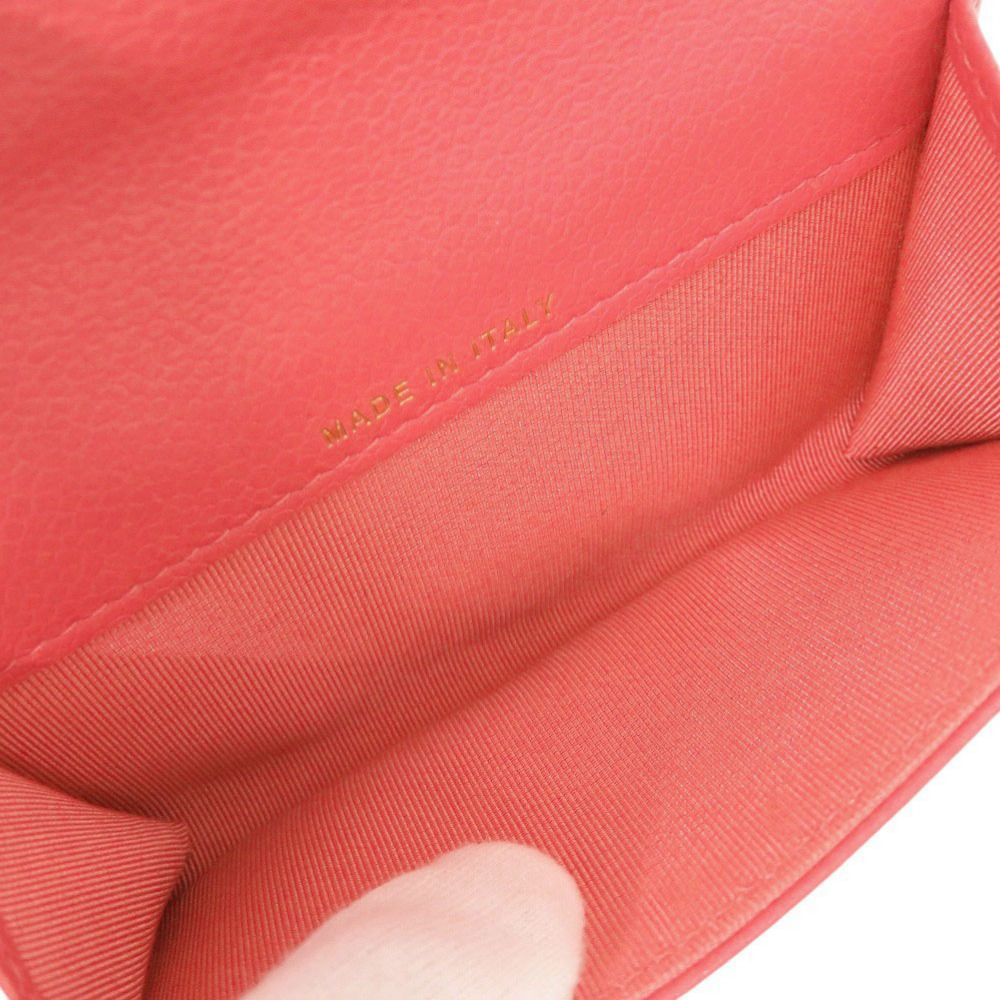 Chanel Quilted CC Logo Caviar Leather Gold Pink Card Case — view 5