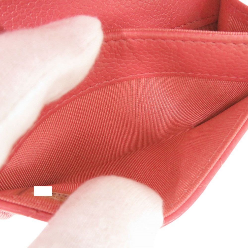 Chanel Quilted CC Logo Caviar Leather Gold Pink Card Case — view 6