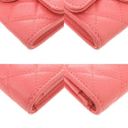 Chanel Quilted CC Logo Caviar Leather Gold Pink Card Case — view 4