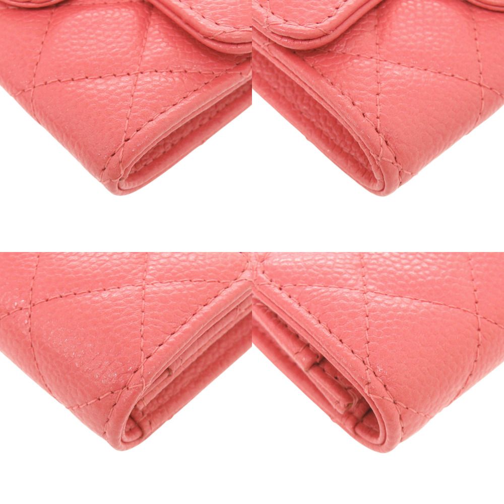 Chanel Quilted CC Logo Caviar Leather Gold Pink Card Case — view 4