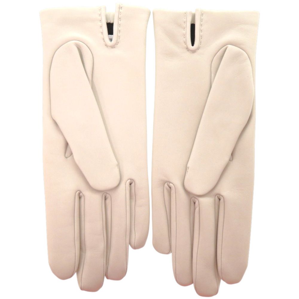 Hermes Gloves Chaine D'ancre Lambskin Silk Pearl Gray Graypink — view 4