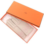 Hermes Gloves Chaine D'ancre Lambskin Silk Pearl Gray Graypink — view 2