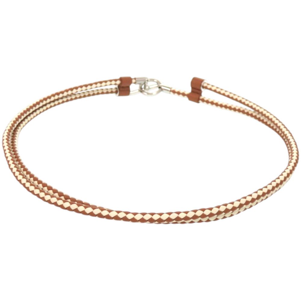 Hermes Glenan Leather Metal Brown White — view 4