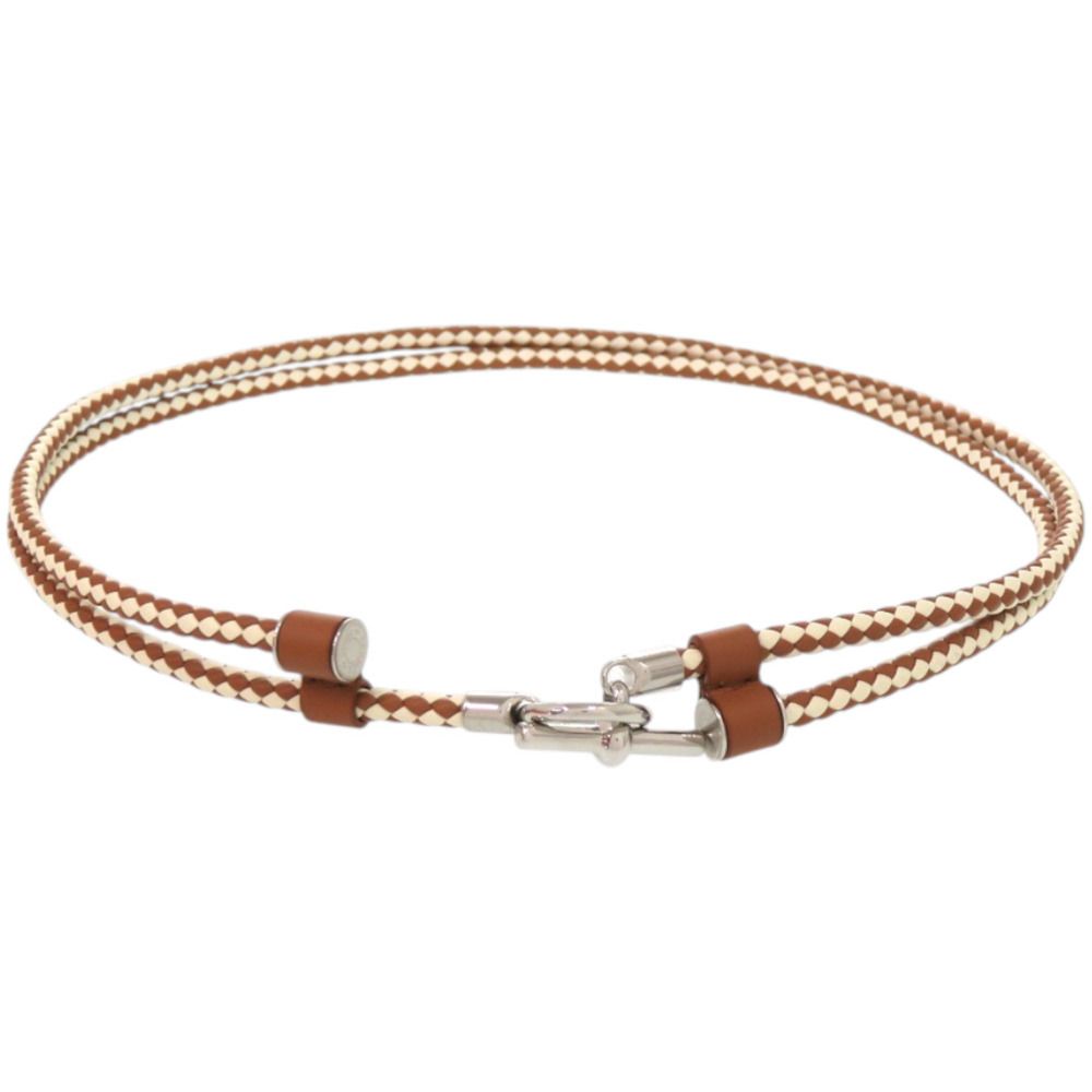 Hermes Glenan Leather Metal Brown White — view 3