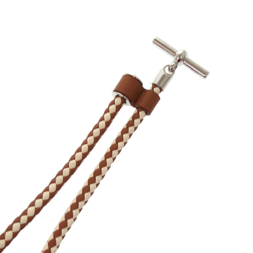 Hermes Glenan Leather Metal Brown White — view 6