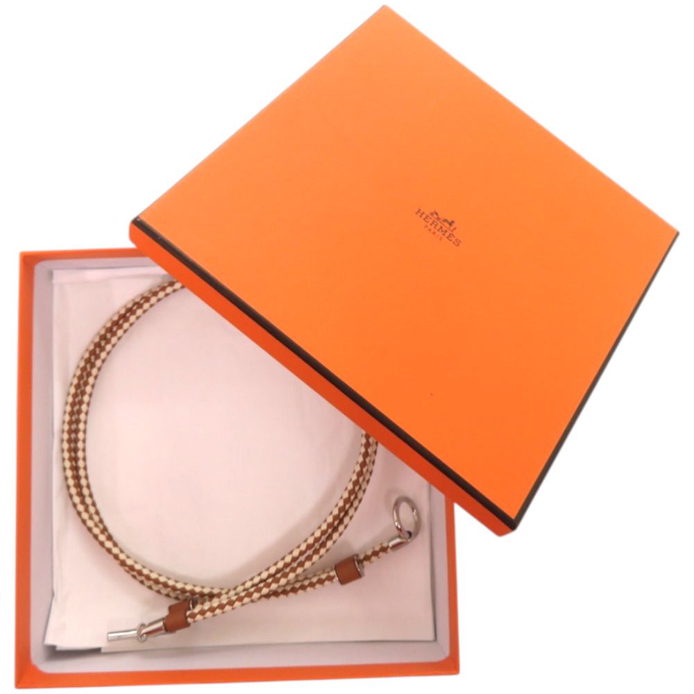 Hermes Glenan Leather Metal Brown White — view 2