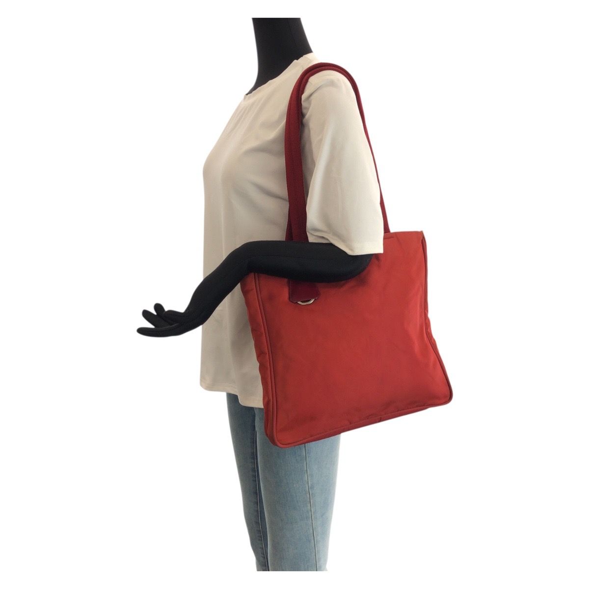 Prada Tessuto Red Silver Nylon Tote — view 7