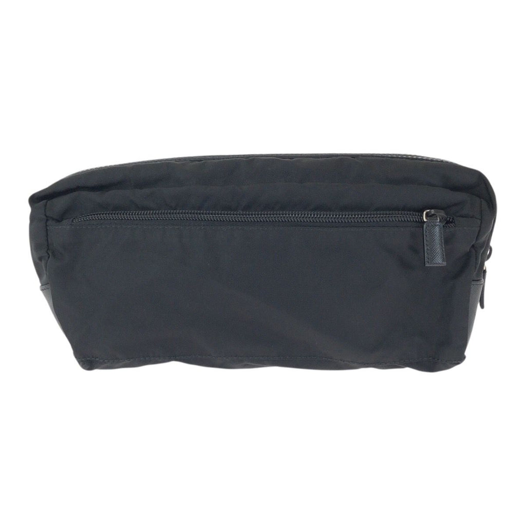 Prada Tessuto Saffiano Black Silver Nylon Leather Clutch — view 2