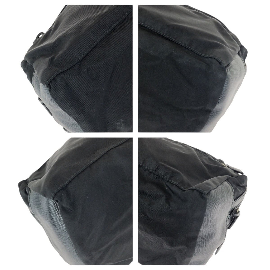 Prada Tessuto Saffiano Black Silver Nylon Leather Clutch — view 3
