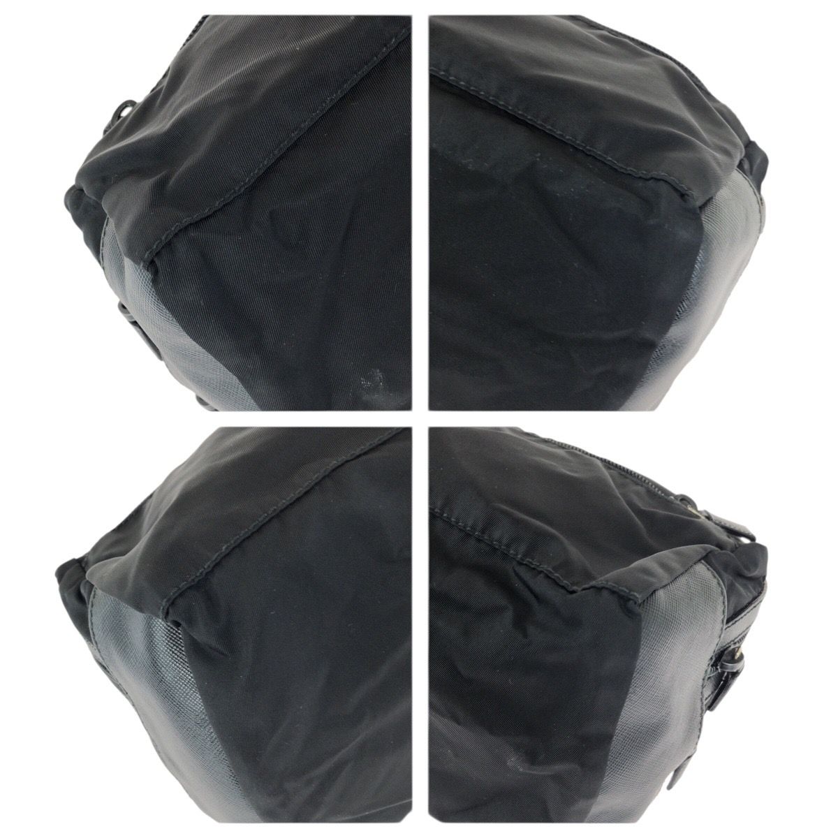 Prada Tessuto Saffiano Black Silver Nylon Leather Clutch — view 3