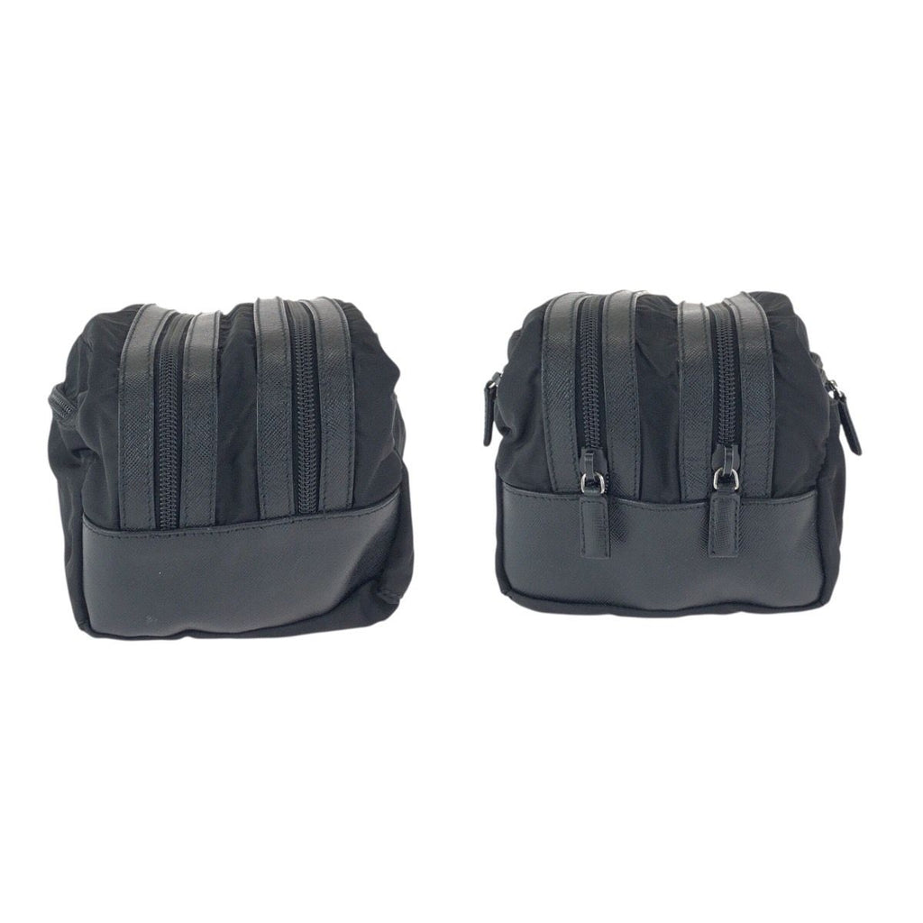 Prada Tessuto Saffiano Black Silver Nylon Leather Clutch — view 7