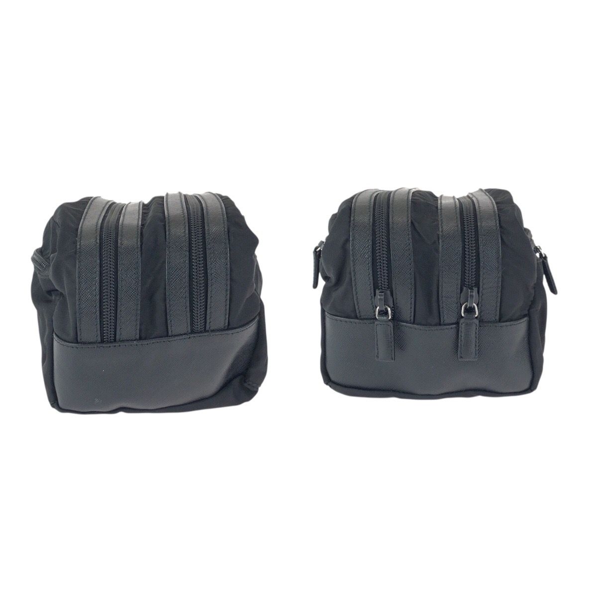 Prada Tessuto Saffiano Black Silver Nylon Leather Clutch — view 7