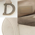 Dior Saddle Velour Rhinestone Shoulder Bag Gray — view 8