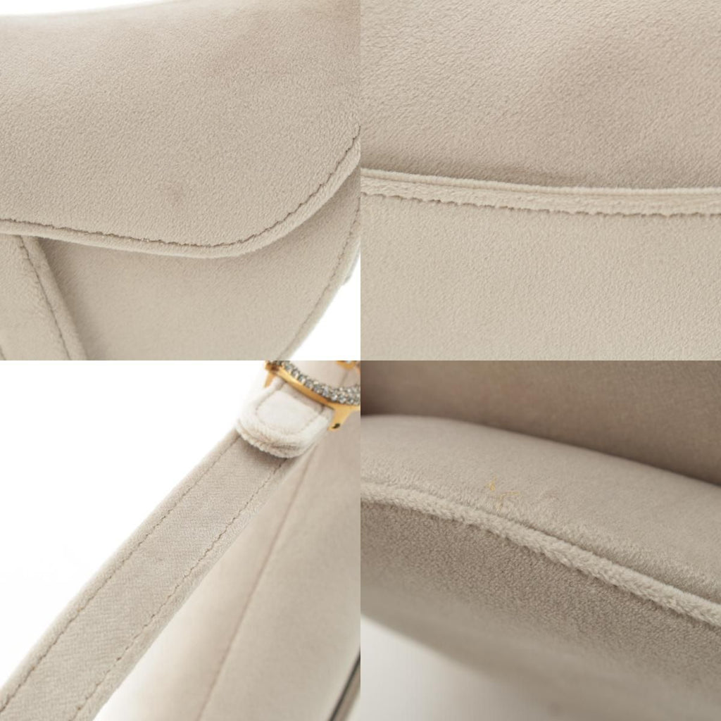 Dior Saddle Velour Rhinestone Shoulder Bag Gray — view 9