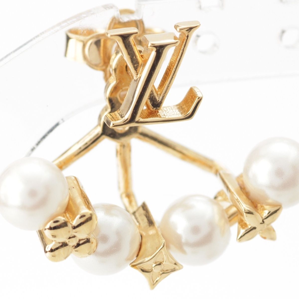 Louis Vuitton Mini Gram Pearl Earrings Gold — view 4