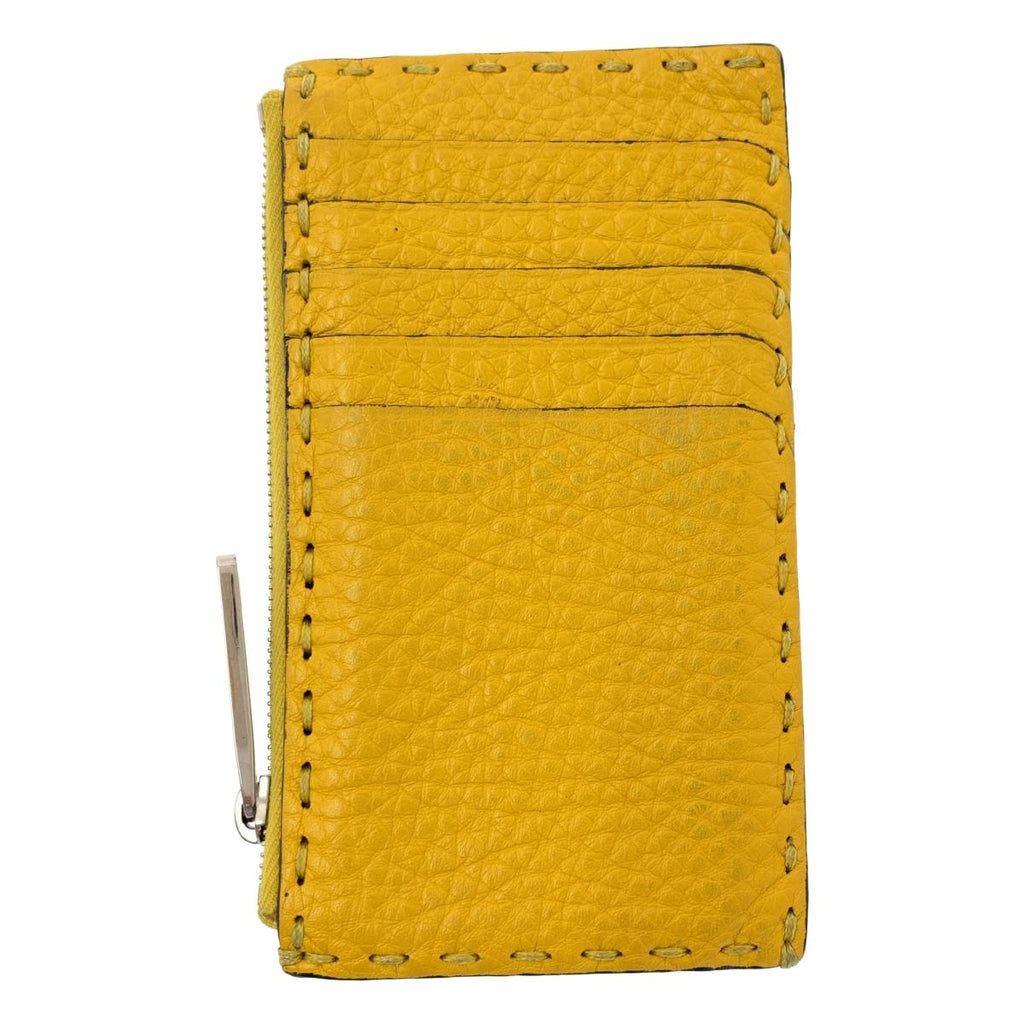 Fendi Leather Card Case Coin Yellow Black — view 2