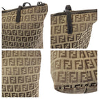 Fendi Zucca Brown Gunmetal Canvas Leather Tote Shoulder Bag — view 4