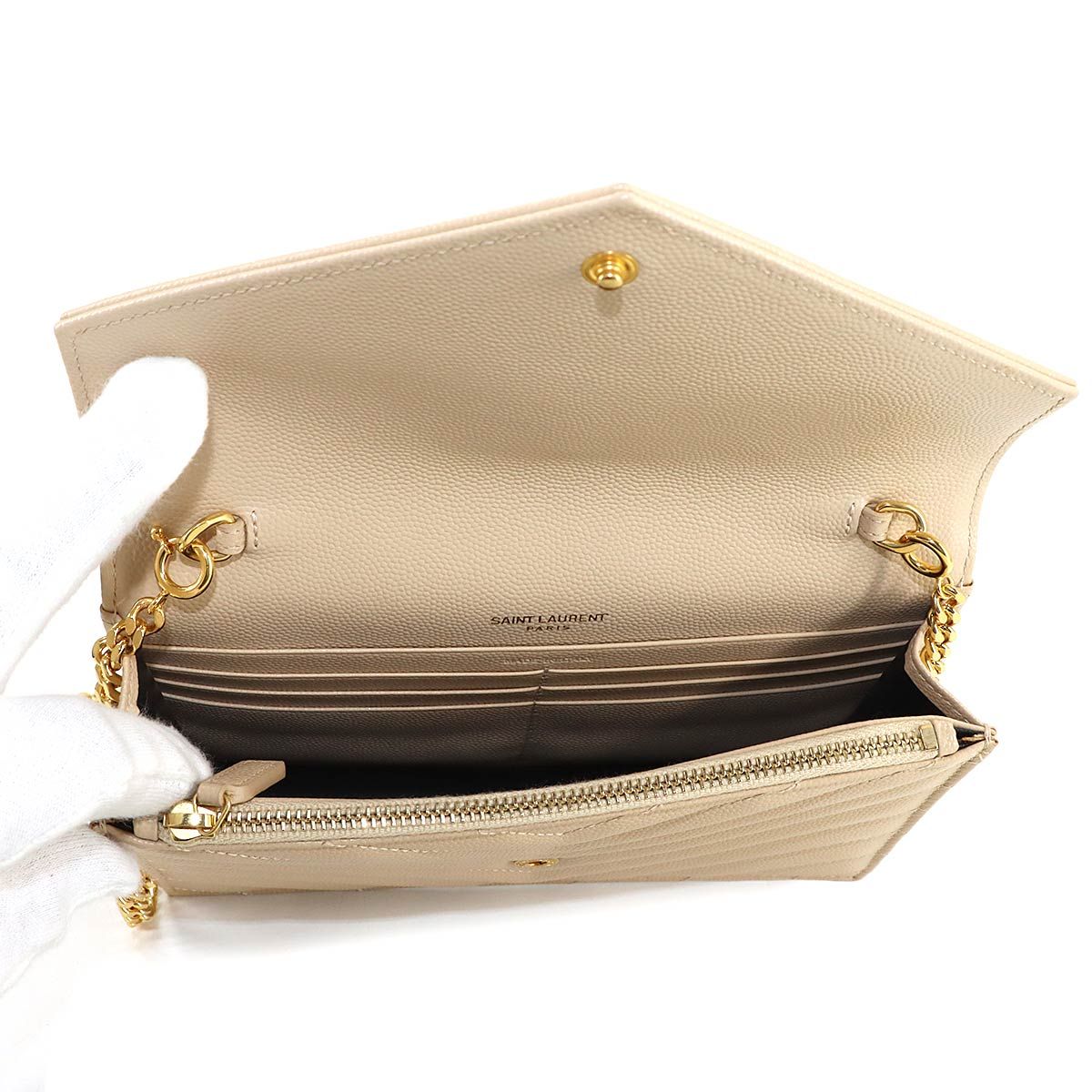 Saint Laurent Cassandra Envelope Chain Wallet — view 7