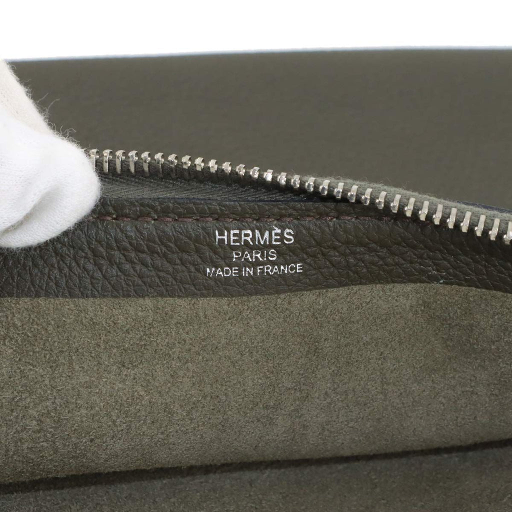 Hermes Cabas Vertiges 30 Clutch Togo Verde Gris Ebene — view 6