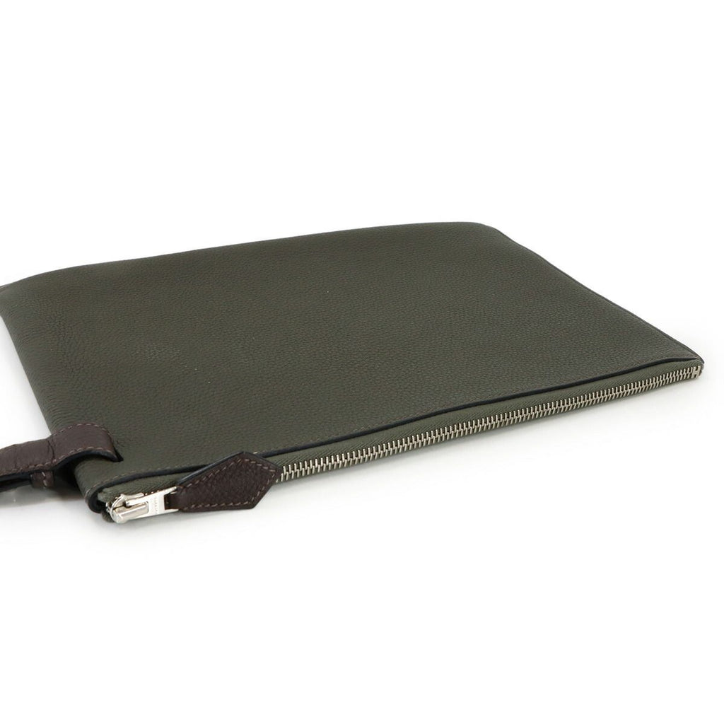 Hermes Cabas Vertiges 30 Clutch Togo Verde Gris Ebene — view 4