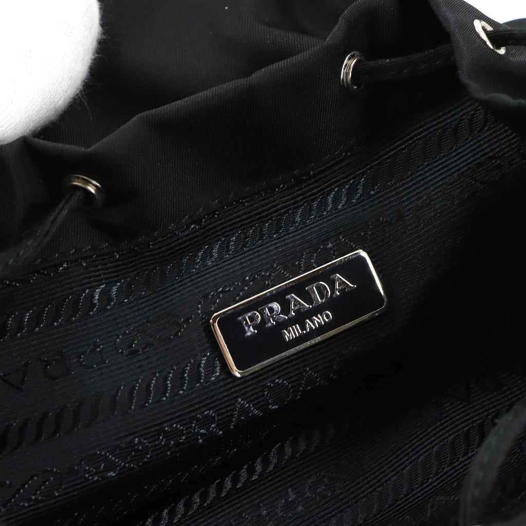 Prada Round Shoulder Pouch Nylon Black Silver — view 7