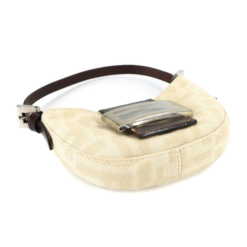 Fendi Zucca Mini Croissant Pouch Canvas Leather Beige Brown — view 5