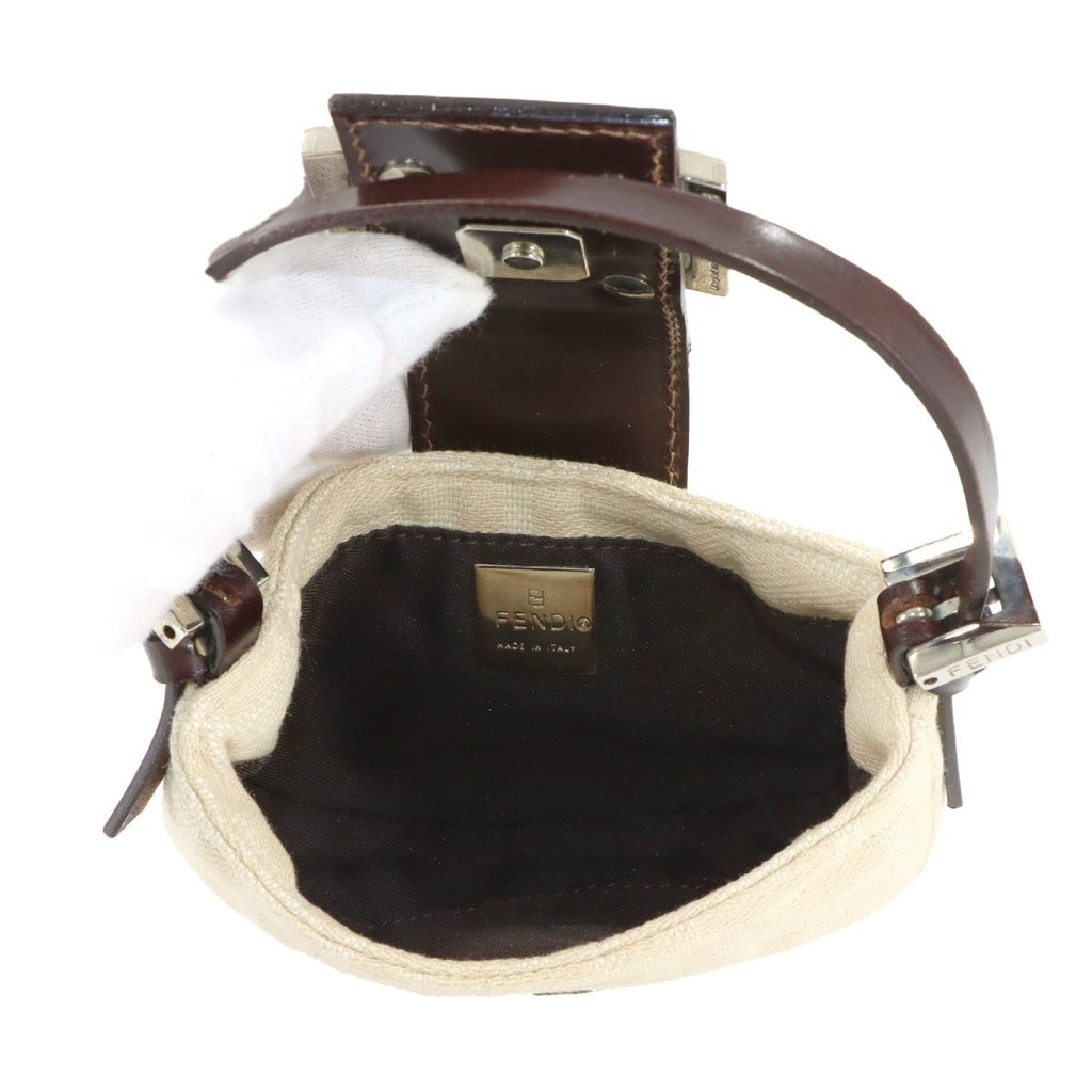 Fendi Zucca Mini Croissant Pouch Canvas Leather Beige Brown — view 7