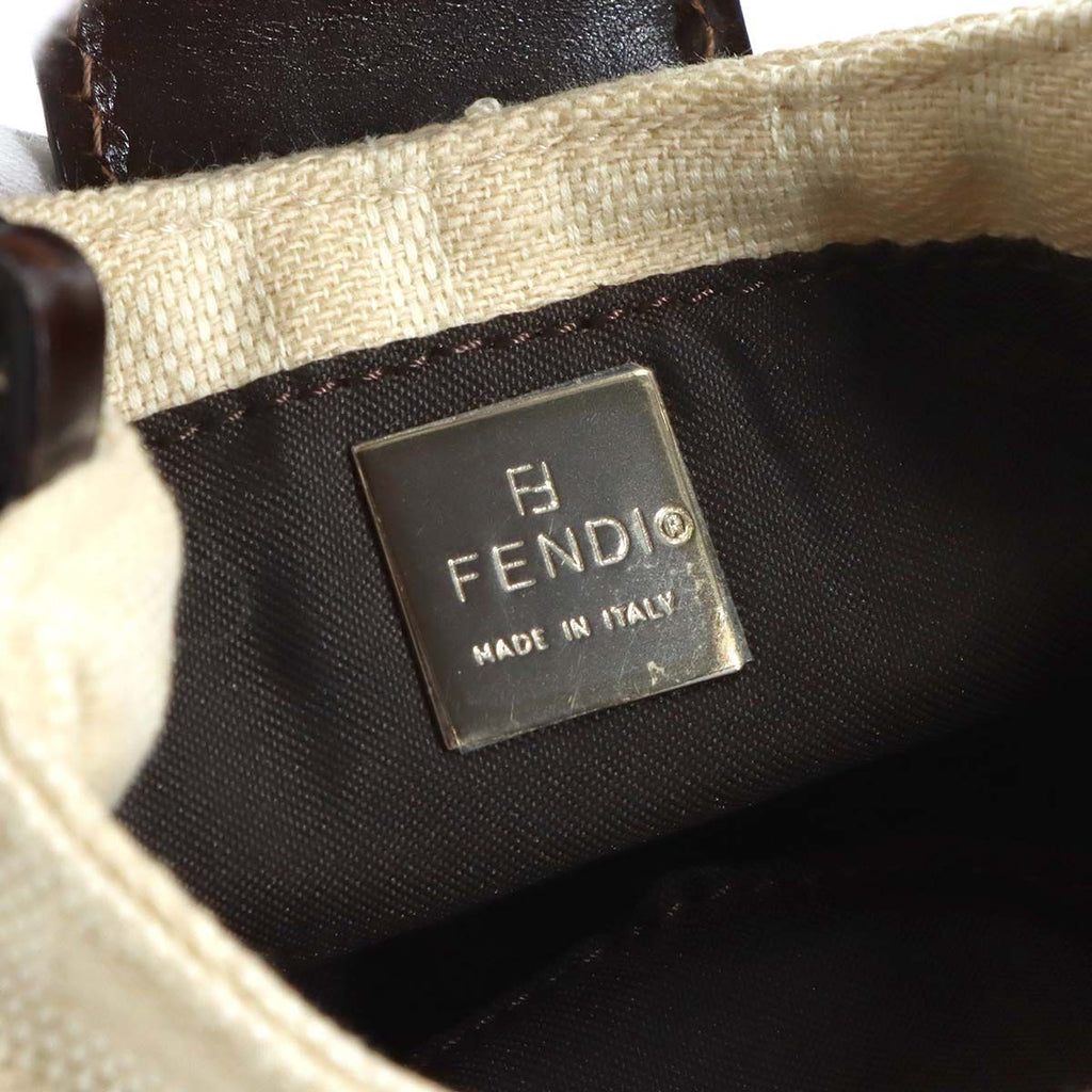 Fendi Zucca Mini Croissant Pouch Canvas Leather Beige Brown — view 8