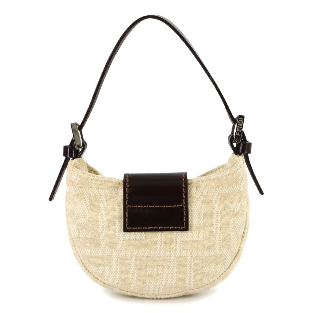 Fendi Zucca Mini Croissant Pouch Canvas Leather Beige Brown — view 3