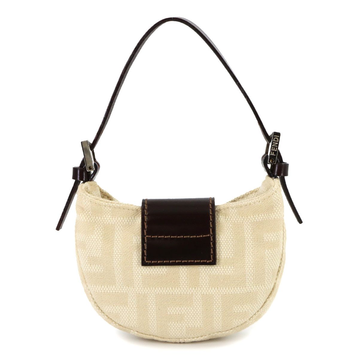 Fendi Zucca Mini Croissant Pouch Canvas Leather Beige Brown — view 3