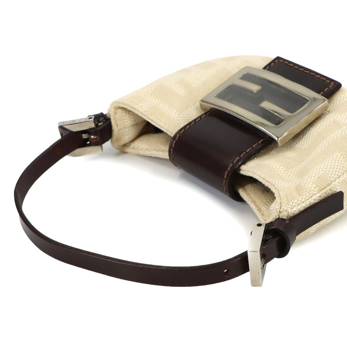 Fendi Zucca Mini Croissant Pouch Canvas Leather Beige Brown — view 6