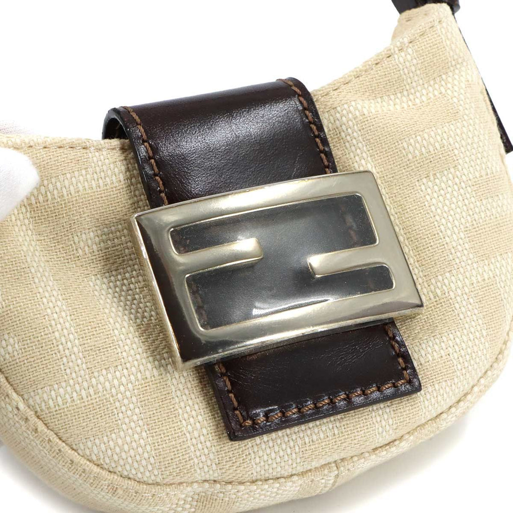 Fendi Zucca Mini Croissant Pouch Canvas Leather Beige Brown — view 9