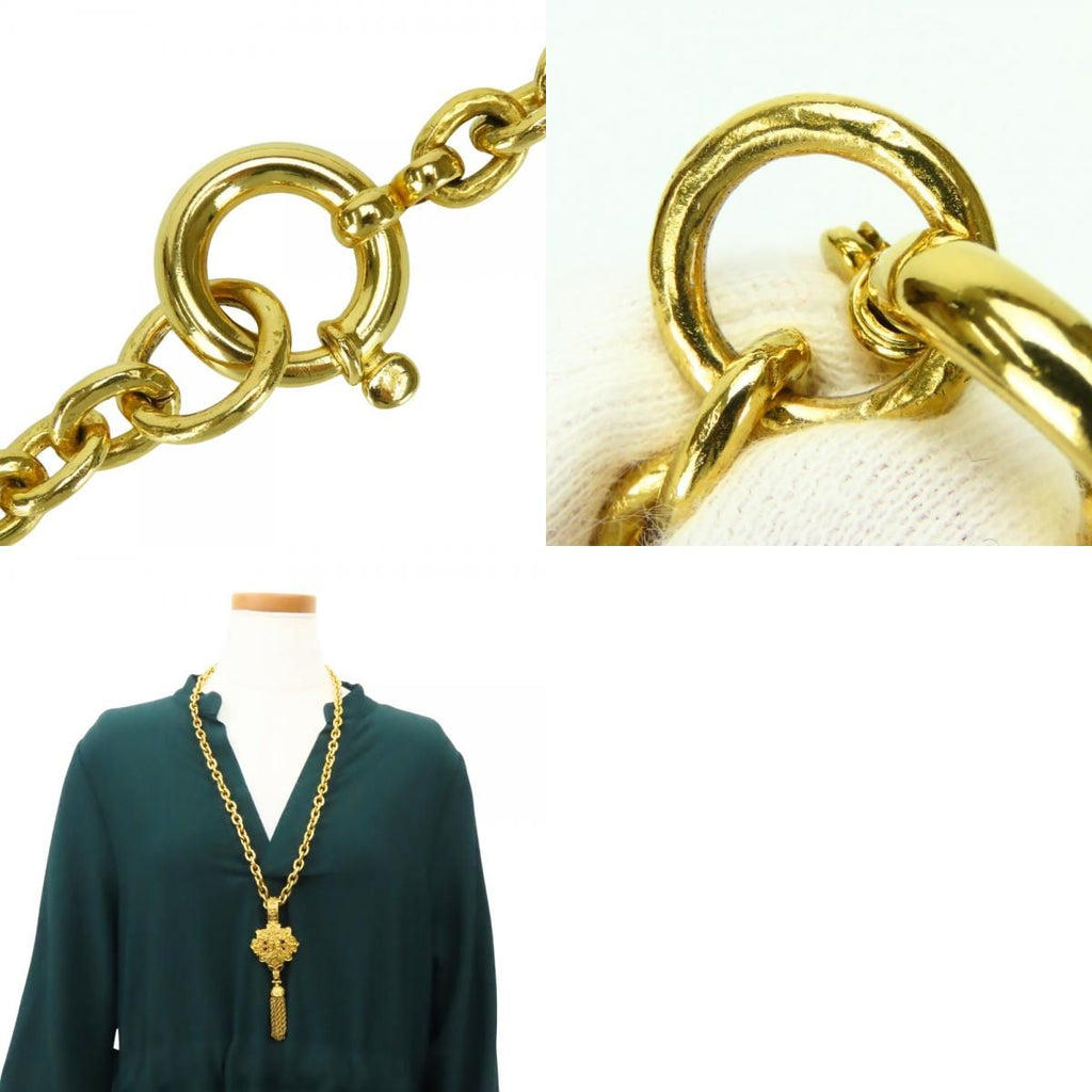 Chanel Necklace CC Logo Fringe Metal Gold Plated Long — view 9